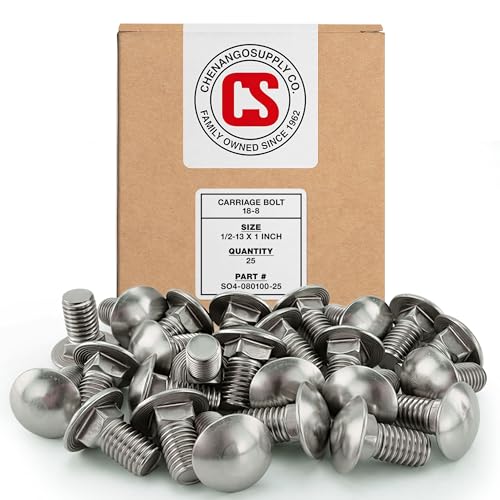 Chenango Supply 1/2-13 x 1 Stainless Carriage Bolts - size: 1/2-13 x 1"