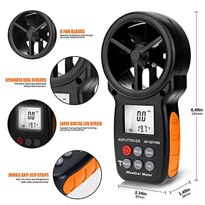 Handheld Anemometer with Barometric Altimeter,HVAC Pressure w/Data Logging - color: AP-007-WM Barometer