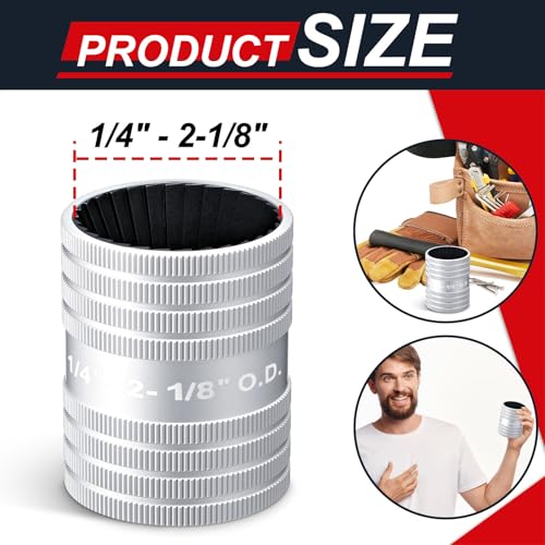 Zonon Stainless Steel Pipe Reamer,1/4" to 2 1/8" Inner/Outer Reamer,Tube Deburr Chamfer Tool,Tube Remove Burr Tool,Plumbingtools for Smoothing Reaming PVC Ppr Copper Brass Aluminum Pipes