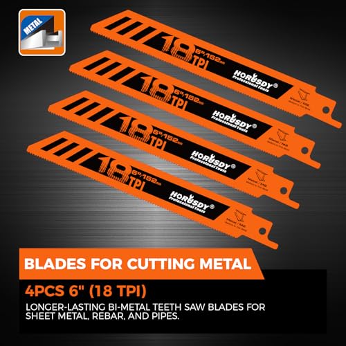 HORUSDY 20-Piece Reciprocating Saw Blades Set, 6 & 8 Inch Wood and Metal Cutting Blades with Storage Box, Multi-Size for Pruning, Wood, and Metal Cutting Tools - style: 20-Pc Multi-Size (Wood & Metal)
