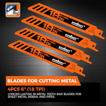 HORUSDY 20-Piece Reciprocating Saw Blades Set, 6 & 8 Inch Wood and Metal Cutting Blades with Storage Box, Multi-Size for Pruning, Wood, and Metal Cutting Tools - style: 20-Pc Multi-Size (Wood & Metal)