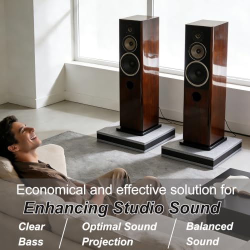 Studio Monitor Speaker Noise Isolation Pads 3-Layer Acoustic Stand Riser Foam Subwoofer Isolation Pad Audio Vibration Platform Stabilizer (Grey-Large - for 8-10 inches) - size: Grey-Large - for 8-10 inches