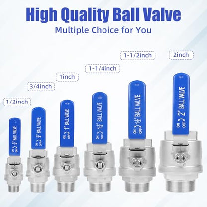 YADIAN 4 Pack Full Port Ball Valve 1/2 Inch - NPT Male x Female 304 Stainless Steel Heavy Duty Shut Off Valve with Locking Device for Water, Oil, and Gas, 1000WOG (1/2'' NPT, Pack of 4) - size: 1/2''