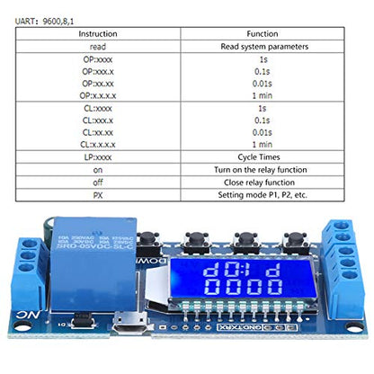 Oumefar Timer Delay Relay XY-LJ02 Cycle Trigger Delay Timer Switch Circuit Electronic Relay Module with LCD Display, 12V Timer Relay Delay Controller Module Support Micro USB 5V Input