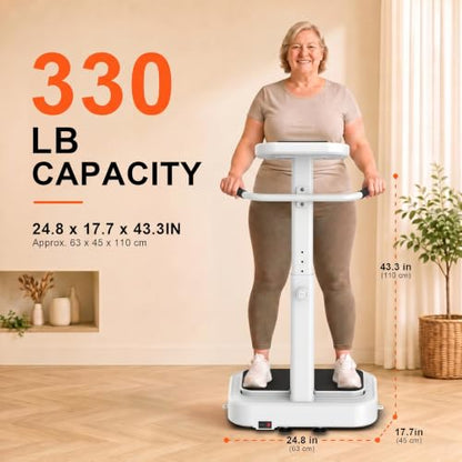 Vibration Plate with Handles for Lymphatic Drainage,Low-Impact Workouts - color: white