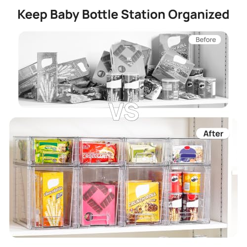 Vtopmart Clear Stackable Storage Drawers, 8 Pack Tall Organizer Set - style: 4 Large+4 Small