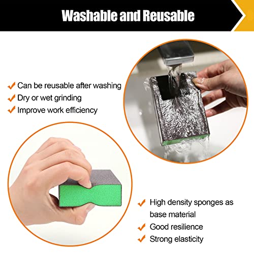 BOSHCRAFT 8 Pcs Sanding Sponge Set, 80/120/180/220 Grit 2 Pcs Each, Washable & Reusable Sanding Block for Wood Drywall Metal, Single & Dual Angle, 2-3/4" x 5" - size: 8 Pack