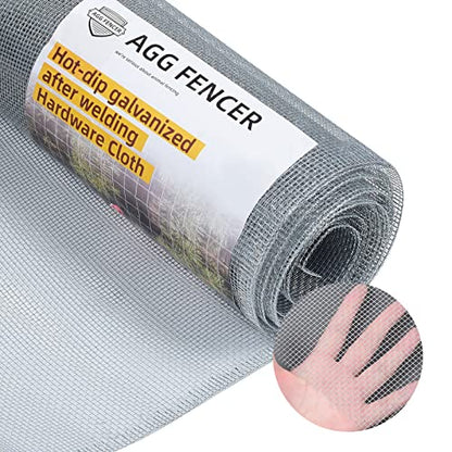AggFencer 16in x 10ft Hardware Cloth 1/8 inch 27Ga Chicken Coop Wire Fence - size: 16in x 10ft