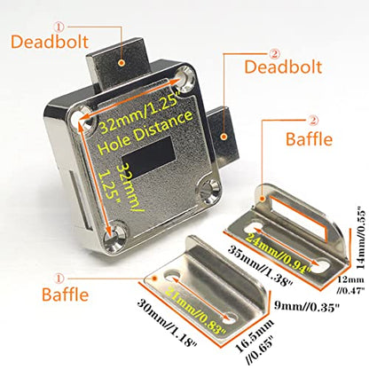 Cabinet Double Door Lock Cabinet Drawer Lock Safety Lock [Keyed Alike] Double Latch Door Lock [Mounted on Left Side Door]. for (3/5"-/15mm -7/8"-/22mm) Door Panels (1 Pack)