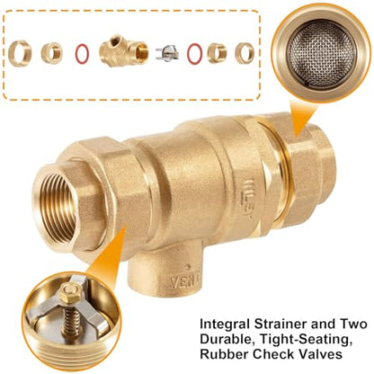 Replace for 9D-M2 3/4" Dual Check Valve Backflow Preventer with Intermediate Atmospheric Vent, Female Union Inlet and Outlet Connections