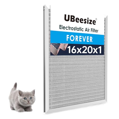 UBeesize 16x20x1 Reusable Electrostatic Air Filter HVAC AC Furnace Filter,MERV 8,Washable, Lasts a Lifetime,Permanent Air Filter,Breathe Fresher,Home And Office(Actual Size:15.5x19.75x0.82 Inch) - size: 20" x 16" x 1"