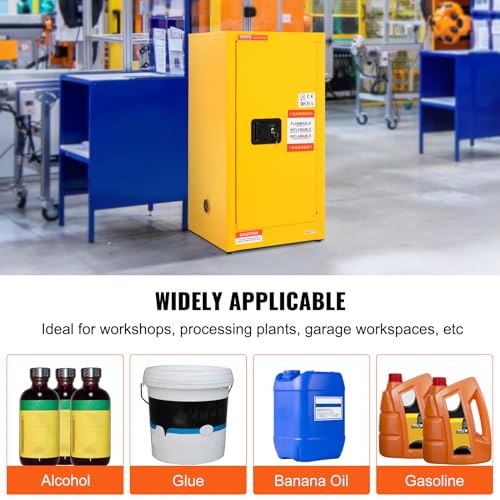 VEVOR Flammable Cabinet, 18" x 18" x 35", Yellow - size: 18" x 18" x 35"