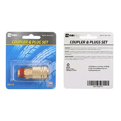 Industrial Air Coupler, 1/4 Inch Body Size, 3/8 Inch NPT Male Threads Size, Brass Air Compressor Hose Fitting
