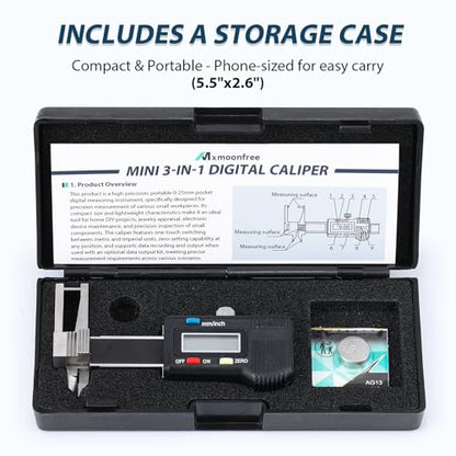 1" /25mm Mini Digital Caliper, OD ID & Thickness Gauge