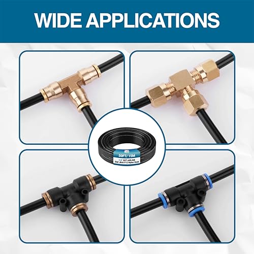 Utah Pneumatic 1/4" DOT Air Line SAE J844 PA12 Nylon Tubing, 50ft (Black) - color: Black, size: 1/4" x 50 Feet