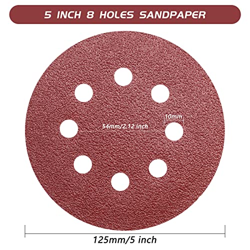 ZEHIQ 5 Inch 40 Grit Sanding Discs, 8 Hole Hook and Loop Sandpaper, 30 PCS