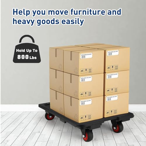Nellyke Furniture Dolly, Large Moving Dolly, 24in-16in Furniture Movers with Wheels of 800Lbs Capacity, Flat Connectable and Portable Dollies for Heavy Appliance, Black - color: Black/1 Pack-l