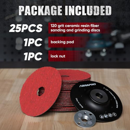4.5" x7/8" Ceramic Resin Fiber Sanding Discs 120 Grit -25Pcs - style: 120grit-25Pack