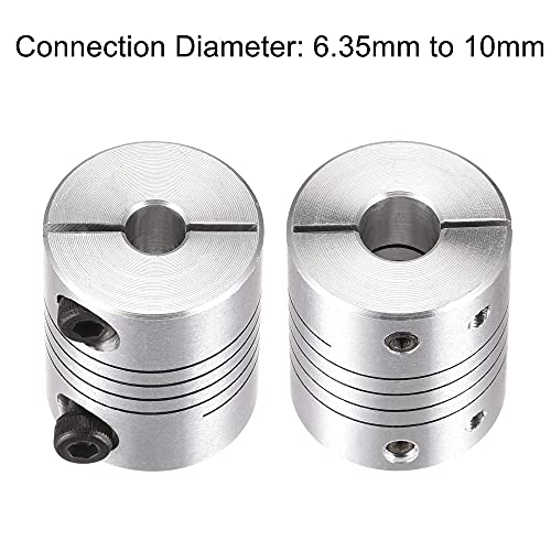 uxcell 2PCS Motor Shaft 6.35mm to 10mm Helical Beam Coupler Coupling 25mm Dia 30mm Long - size: 6.35mm to 10mm