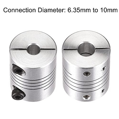 uxcell 2PCS Motor Shaft 6.35mm to 10mm Helical Beam Coupler Coupling 25mm Dia 30mm Long - size: 6.35mm to 10mm