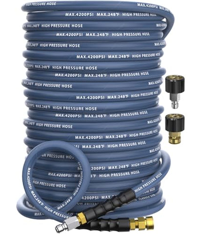 Pressure Washer Hose 150FT with 3/8'' Quick Connect, 4200 PSI - color: Blue, size: 150FT