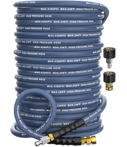 Pressure Washer Hose 150FT with 3/8'' Quick Connect, 4200 PSI - color: Blue, size: 150FT