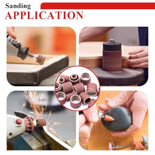 Tnisesm 187 PCS Sanding Drum and Sleeves Kit – Includes 2inch Spindle Sander Sleeves (60/80/120/240 Grit), 4 Rubber Sanding Drums, 1/4-Inch Shank,Versatile Sander Accessory with Box - size: 10SIZE-187PCS