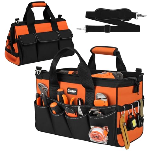 UUP 15" Heavy Duty Tool Bag, 16-Pocket Tool Box Organizer Orange - color: Orange, size: 15.5 Inch