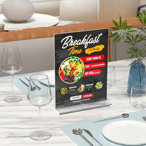 6 Pack Acrylic Sign Holder 8.5 x 11 Inches, Vertical Flyer Display Stand