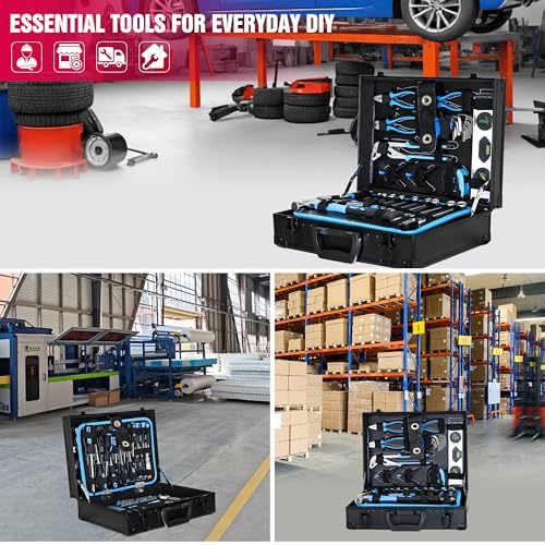 Combined Maintenance Toolset Suitcase-247 Pieces of Basic Home Mechanic Toolbox.General Machinery Tool Set.Home Mechanic Tool Kit Box for Men - color: Black, size: Toolset Suitcase