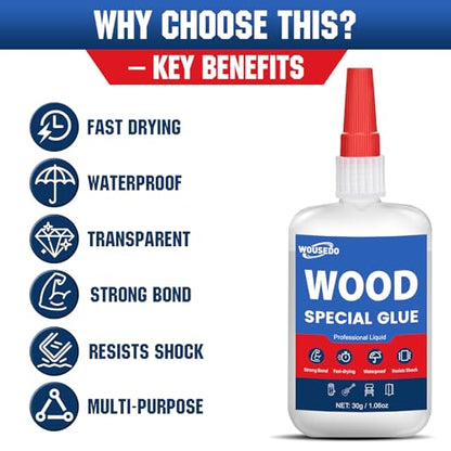 WOUSEDO Wood Glue 30g, Fast Drying Strong Adhesive for Wood Repair - size: Wood Glue