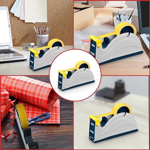 GGR Supplies ET-1170 Steel Desktop Tape Dispenser, 1 Inch, Blue/Grey
