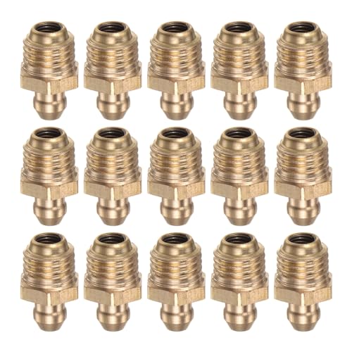 HARFINGTON 15pcs Brass Straight Grease Fitting M10x1.25mm Metric Thread Hydraulic Grease Nipple Accessories for Car - size: M10x1.25