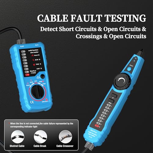 Network Cable Tester, POE RJ11 RJ45 Cable Tracer - color: Bule-Green
