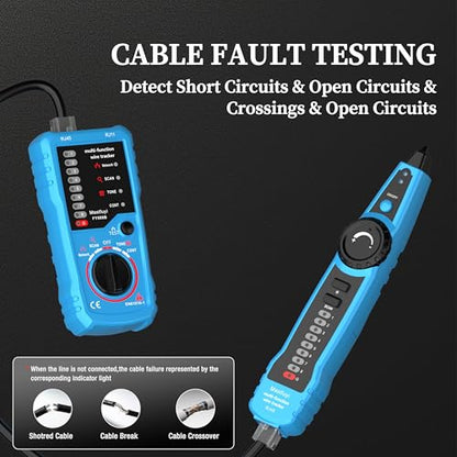 Network Cable Tester, POE RJ11 RJ45 Cable Tracer - color: Bule-Green