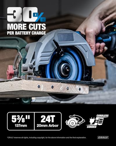 CRALY 5-3/8 Inch 24 Teeth Wood Cutting Framing Circular Saw Blade, 20mm Arbor, Carbide Tipped, Thin Kerf, Black Ice™, for Plywood, MDF, OSB, Laminated, 2-Pack(C05424FR-2D) - size: 5-3/8'', 20mm arbor, 24T*2