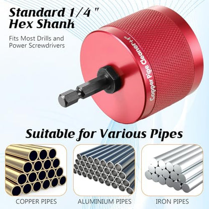 Copper Pipe Cleaner for Drill Set, 1/2", 3/4'', 1", Red - color: Red, size: 1/2", 3/4'', 1"