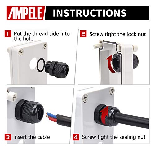 20 Pack 3/4'' NPT Cable Gland Waterproof Adjustable 13-18mm/0.51-0.71inches Nylon Cable Glands Joints With Gaskets (3/4", 20 Pack) - size: 3/4'' (20-Pack)