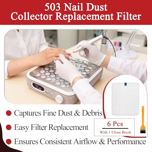 6 Pcs Nail Dust Collector Filter Compatible with CHRISTINE SHELLY 503