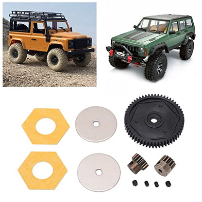 Metal 56T Spur Gear, Small Lightweight Gear Set with 13T 15T Gears for Axial SCX10 RC Crawler Car, Strong Wear (Black) - color: Black