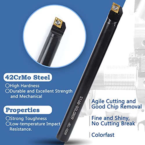 Carbide Lathe Tools -Lath Threading Bit Set 21pcs - 7pcs 5/8" Turning Holder Boring Bars & 14pcs Indexable Carbide Inserts Golden CCMT09T304 DCMT11T304 16IR A60 16ER AG60 MGMN30 - color: 7pcs 5/8" Shank holders+14pcs inserts
