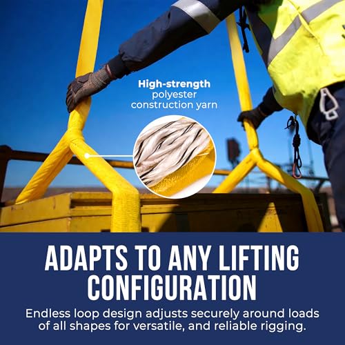 Ben-Mor Heavy Duty Round Lifting Sling, 20 ft 9,000 lb - color: Yellow - 9,000 lb Vertical WLL, size: 20 feet