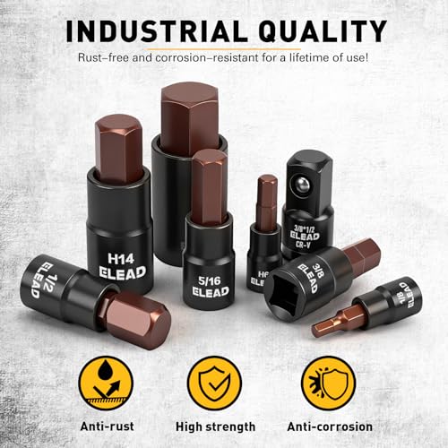 35-Piece Master Hex Bit Socket Set, 1/4", 3/8", 1/2" Drive Allen Socket Set H2-H19, 5/16"-3/4", Premium CR-V & S2 Alloy Steel, Ratchet Wrench, Sockets Adapter, High Torque for Automotive Mechanic - color: 35pcs Hex Bit Socket Set Black