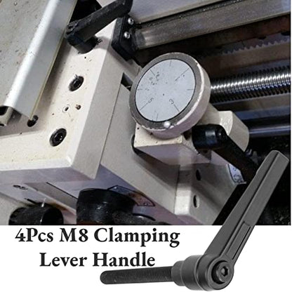 Hilitand 4PCS Clamping Lever Handle, M8 Stainless Steel Male Thread Adjustable Handle Machine Knobs,Black (70MM)