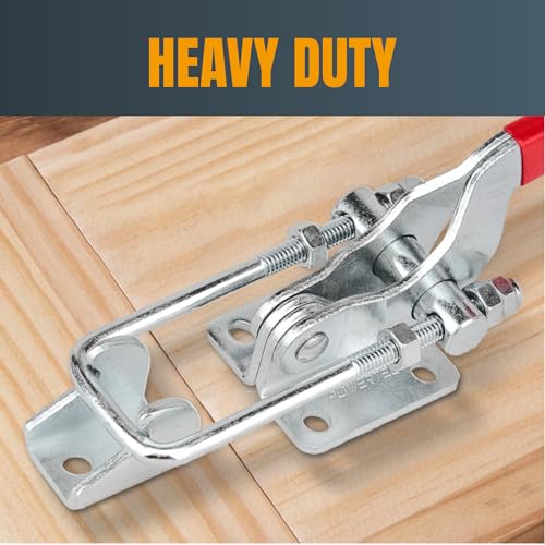 POWERTEC 20346 4PK Toggle Clamps w/Adjustable U Bolt Latch, 90 Degree Vertical (40344) and Self-Lock (40341), 2 of Each, for Woodworking Jigs & Fixtures, Smoker, Tire Carrier, Tool Box, Cabinet - size: 40344+40341, 4PK