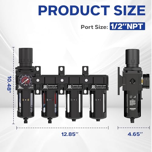 NEWPO 1/2'' NPT 4 Stage Air Dryer for Compressor,Air Drying System, Filter Regulator Dryer Combo for Plasma Cutter and Paint Spray,Semi-Auto Drain (Black) - size: 1/2'' NPT, style: 4 Stage(2Filter+2Dryer))