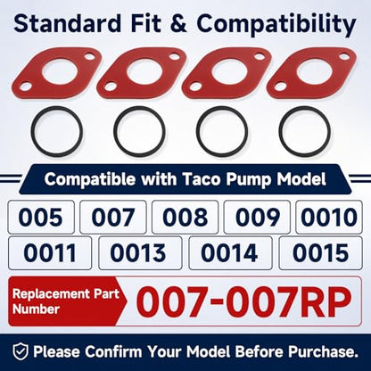 Circulator Pump Seal Kit Flange Gasket Kit Compatible with Taco 005 007 008,009,0010,0011,0013,0014 Series Pump gasket Replace#:007-007RP