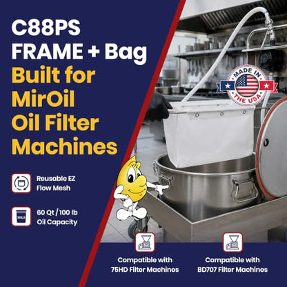 MirOil C88PS Bag and Frame Combo, EZ Flow Fryer Filter Bag Part 02855 - size: Filter Bag - Frame