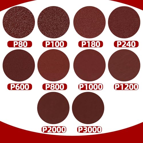Uenhoy 100 Pcs 3" Sanding Discs Assortment 80-3000 Grit Hook Loop - style: 80-3000 Grit