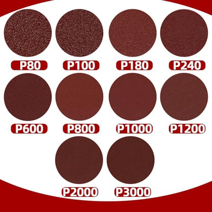 Uenhoy 100 Pcs 3" Sanding Discs Assortment 80-3000 Grit Hook Loop - style: 80-3000 Grit